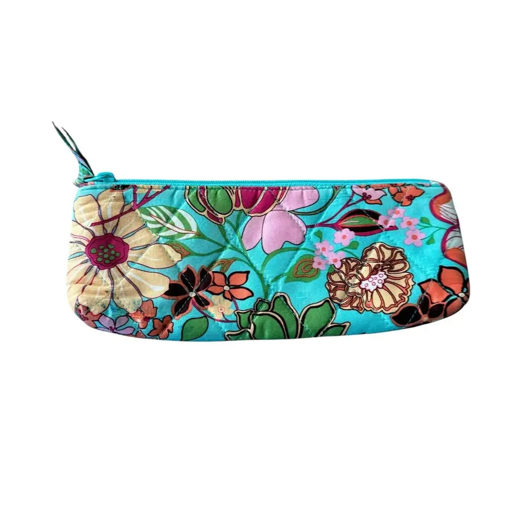 Vera Bradley 2 Piece Set 100% Silk Tropical Print Bermuda Style Bag and Pouch